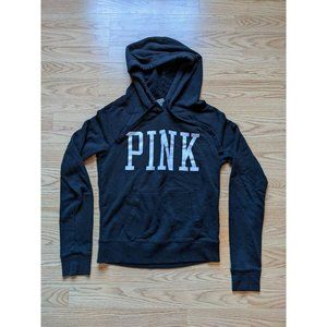 Victorias Secret Pink Pullover Hoodie Hooded Sweatshirt Black Size S 17W 31L